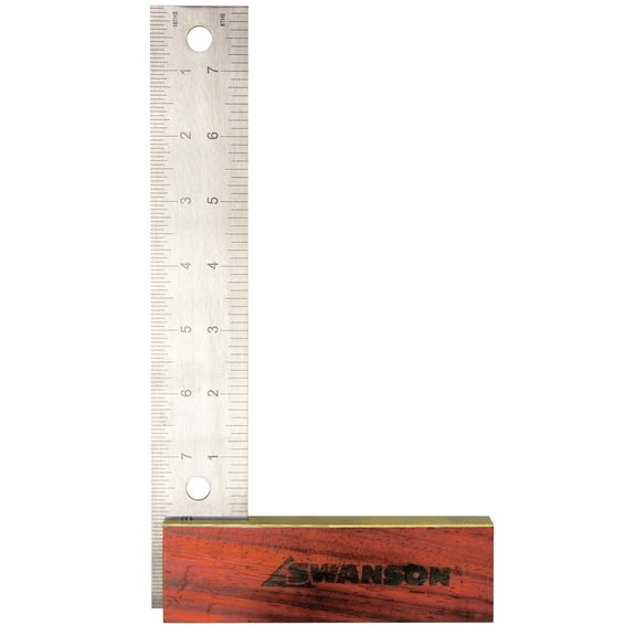 Swanson Tool Co 8 inch Try Square with Stainless Steel Blade and Brass-Bound Hardwood Handle, Model TS152
