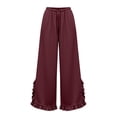 thumbnail image 6 of Vynhevius Women Solid Pants Wide‑Leg Elastic Drawstring Waist Pockets Loose Fit Casual Long Trousers, 6 of 6