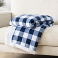 thumbnail image 3 of Manta PAVILIA Buffalo Plaid Sherpa blanco/azul marino, 150 x 200 cm, 3 of 9