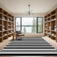 thumbnail image 2 of ODIKA 6'x9' Machine Washable Non-Slip Area Rug, Textured Black And Striped Design For Porch High Traffic Rug, Black, 889902, 2 of 7