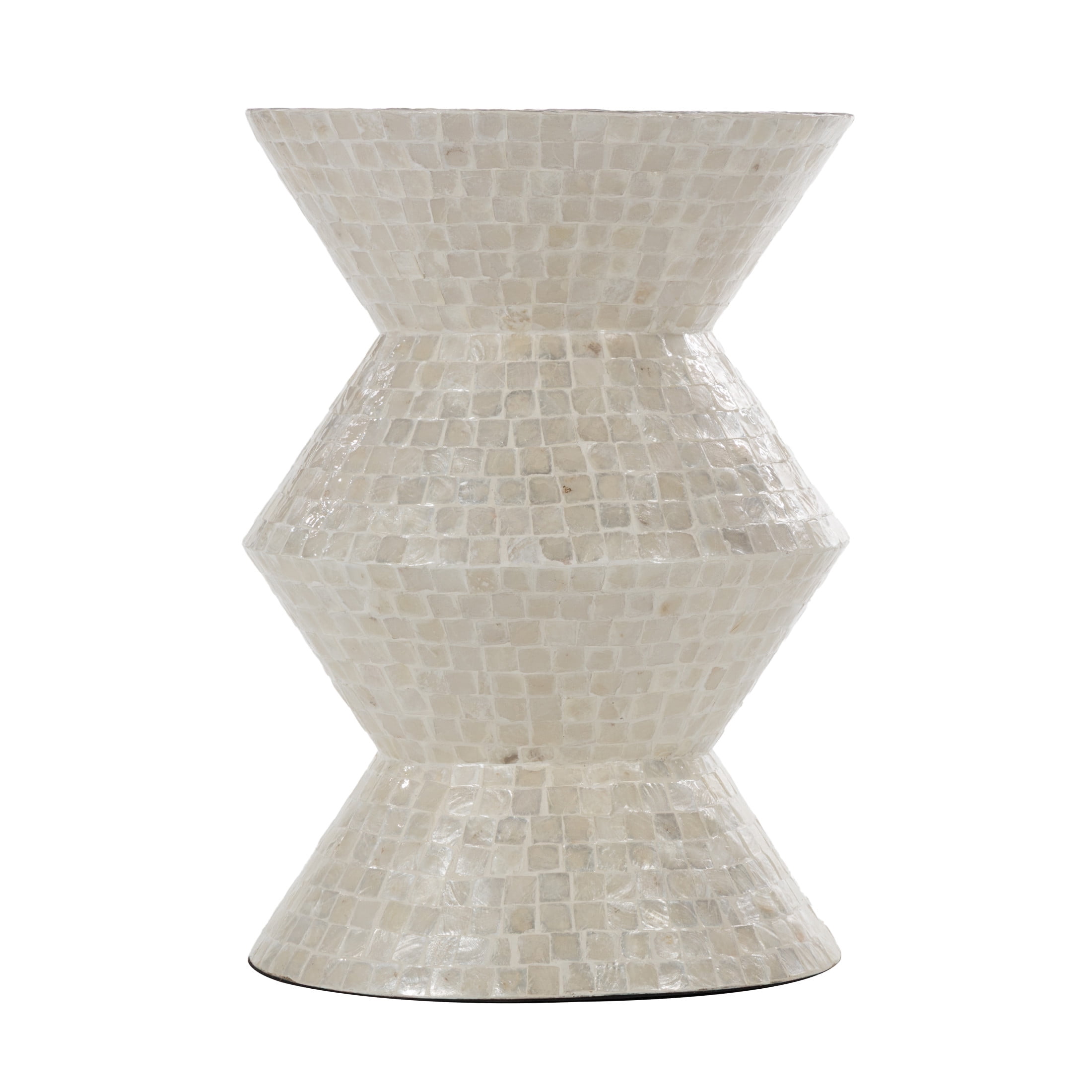 DecMode 16" x 22" Cream Capiz Shell Mosaic Inlay Accent Table, 1-Piece