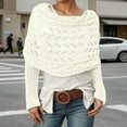 thumbnail image 2 of Yuanlong Womens Sweaters Hollowed Out Long Double Sleeves Knitted Shawl Wrap Daily Draped Over The Shoulder Sweater Scarf, 2 of 4