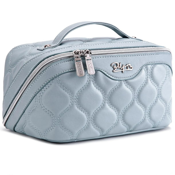Set de 3 bolsas de maquillaje BOYATU Puffy, impermeable, de viaje, color azul