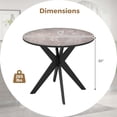 thumbnail image 3 of Costway Round Dining Table 36" Faux Marble Tabletop Rubber Wood Legs Kitchen Black, 3 of 10