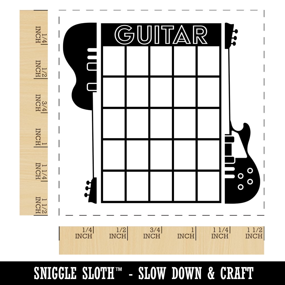 Split Electric Guitar Chord Chart Self-Inking Rubber Stamp Ink Stamper - Red Ink - Large 1-1/2 Inch