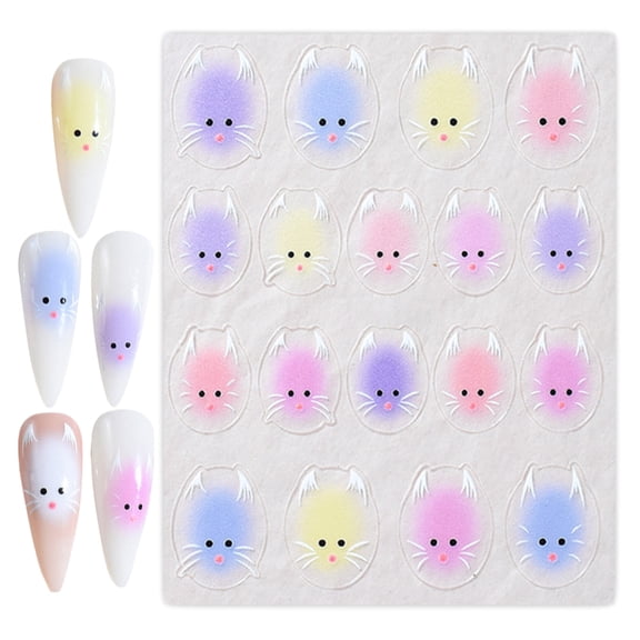 1Sheet Cat Nail Stickers for Nail Art,3D Cat Nail Art Stickers for Nail Designs