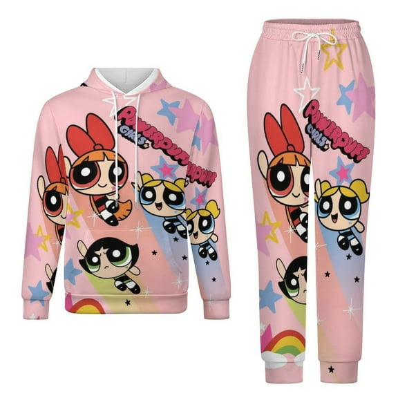 The Powerpuff Girls Unisex Adult Sweatsuits Hoodie & Sweatpants Long Sleeve Hooded Sweatshirt Matching Joggers Tracksuit Sets 2XS