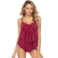 thumbnail image 1 of Purcoar Swimsuits for Women Two Piece Bathing Suits Ruffled Top with High Waisted Bottom Bikini Set, 1 of 5