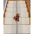 thumbnail image 2 of Simple Gray Striped Stair Treads Non Slip for Steps Abstract Brown Linen Texture 4 Pcs Reusable Adhesive Stair Runner Mats for Dogs Elders Carpet Treads Rugs for Staircase 8x30 In, 2 of 7