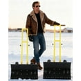 thumbnail image 7 of Lumiparty Snow Shovel with Wheels, Heavy Duty Double Rod Wheeled Snow Pusher with 29"W X 16.5"H Metal Blade, Angle & Height Adjustable Handle for Driveway Sidewalk Yard, Yellow, 7 of 7