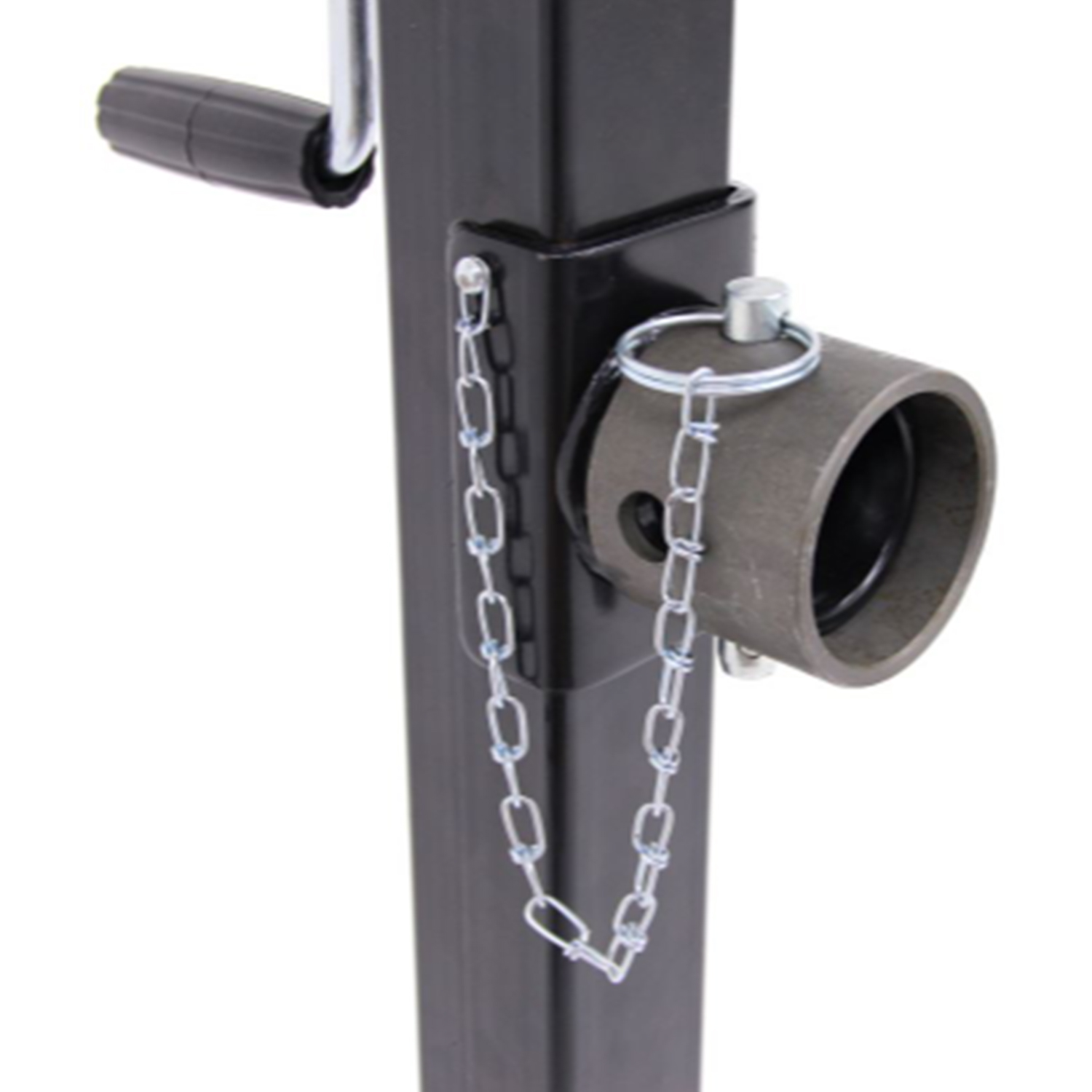 Heavy-Duty Square Trailer Jack - Sidewind, Drop Leg, 15" Travel, Weld-On 8000lbs