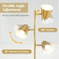 thumbnail image 6 of Tangkula 3-Light Floor Lamp, 64" Mid Century Modern 3 Light Tree, Standing Tall Pole Lamp with 3 A19 LED Bulbs and Adjustable Heads, 3 E26 Base, Reading Light for Living Room & Bedroom (Golden), 6 of 9