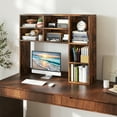 thumbnail image 2 of Giantex Desktop Bookshelf, Desk Hutch Dorm w/3 Adjustable Shelves, Wooden Desktop Storage Organizer, Brown, 2 of 9