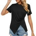 thumbnail image 4 of Tshirts Shirts for Women Crew NeckShort Sleeve Basic Shirt Black Summer Top Fashion Clothing, 4 of 4