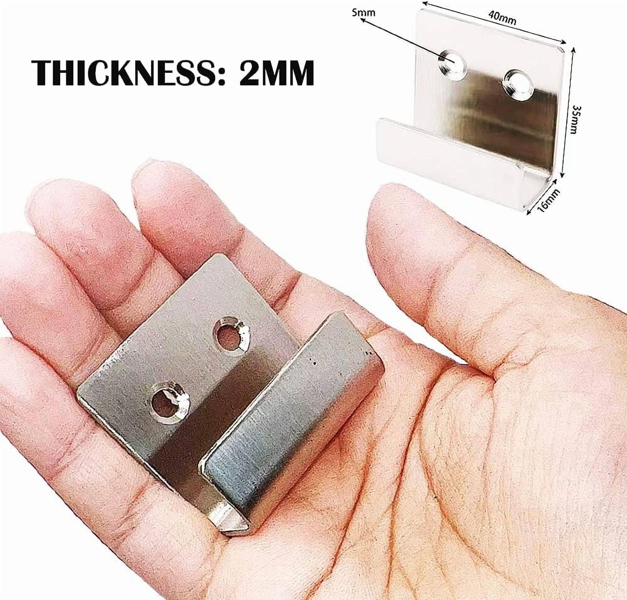 JJEAN-Mounting Bracket Stainless Steel U Brackets 40x35mm Mirror Brackets Hanging Kit Wall Hanger Hardware Fastener Bracket Heavy Duty Tile Bracket Hanger with Screws - 6 Packs (Silver)