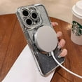 thumbnail image 4 of Magnetic Kickstand (Glitter Lens Protector ) Case for IPhone 15 14 13 12 Pro Max (Compatible with Magsafe ) Sparkling Diamond Cover Glitter Shiny Rhinestone Cases (Gold,for iPhone 15), 4 of 12