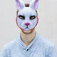 thumbnail image 1 of Máscara de cosplay de conejo, máscara de animal aterrador, fantasía para adultos, máscara de cabeza de conejo de PVC que muestra media mascarilla para Blanco, 1 of 10