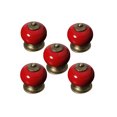 thumbnail image 1 of 5pcs Fashion Round Ceramic Kitchen Cupboard Cabinet Drawer Door Knobs Pull Handles (Red), 1 of 4