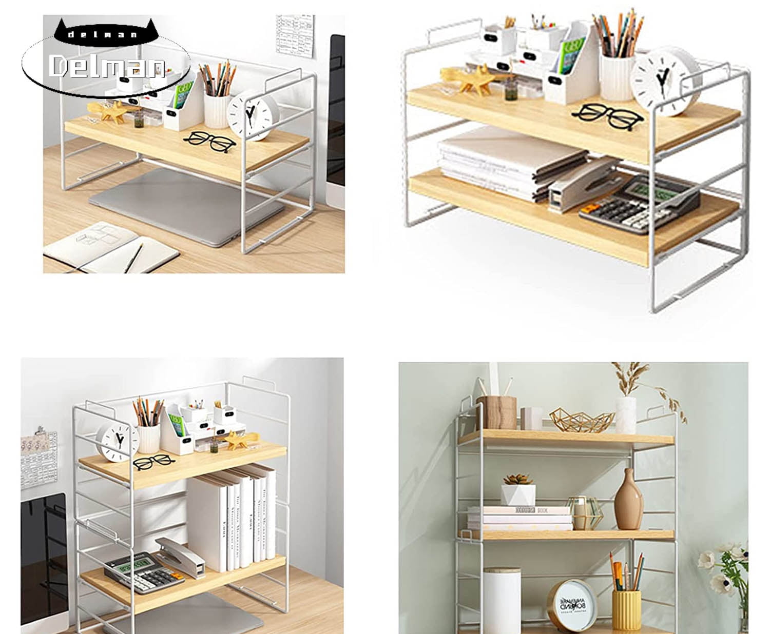 3Tier Adjustable Desktop Organizer Shelf, Small Desk Shelf Organizer