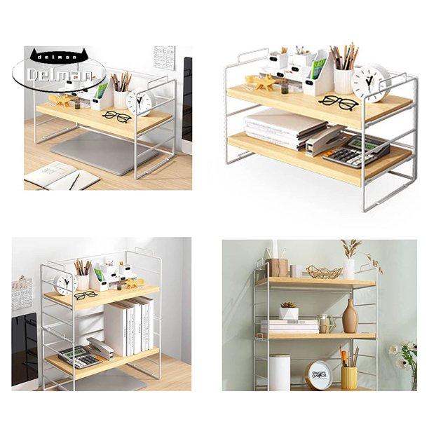 3Tier Adjustable Desktop Organizer Shelf, Small Desk Shelf Organizer