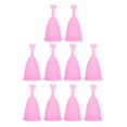 thumbnail image 1 of 10pcs Flexible Reusable Period Cup Set Women Portable Soft Silicone Heart Shaped Stem Menstrual Cup Pink, 1 of 4