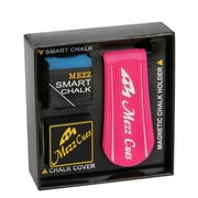 Mezz Smart Chalk Set: Mezz Pool Cue Chalk + Chalk Holder + Chalk Cover, Pink with White Logo