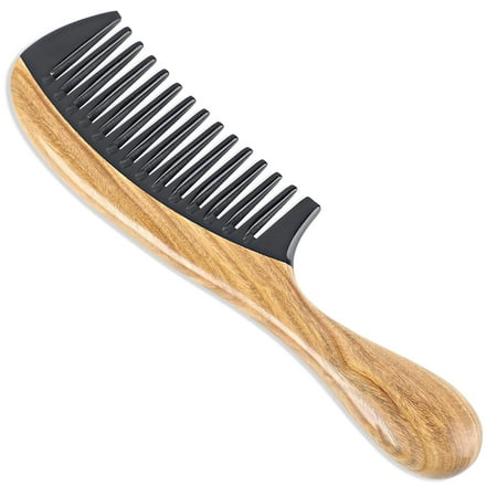 

100% Handmade Natural Green Sandalwood With Buffalo Horn Hair Combs - Anti-Static Sandalwood Scent Natural Hair Detangler Wooden Combs