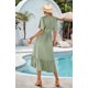thumbnail image 4 of Vestido con Cuello en V y Mangas Abullonadas Verde Talla S, 4 of 10