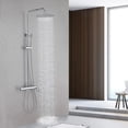 thumbnail image 3 of Exposed Shower System with Rainfall Head Handheld Spray and Tub Spout, Height Adjustable Solid Brass 3-Functions Wall Mounted Outdoor  Complete Shower System, Chrome, 3 of 14