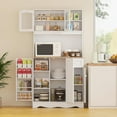 thumbnail image 6 of HOMEFORT 69” Kitchen Pantry Cabinet with Microwave Stand, Modern Buffet Cabinet with Hutch, Freestanding Cupboard with 3 Doors, Adjustable Shelves and 1 Drawer for Dining Room, White, 6 of 8
