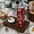 thumbnail image 4 of Christmas Tumbler with Lid and Straw Buffalo Plaid Snowflake Stainless Steel Cup Winter Tumbler Cup Travel Coffee Mug for Holiday Decor Gift Supplies, 4 of 6
