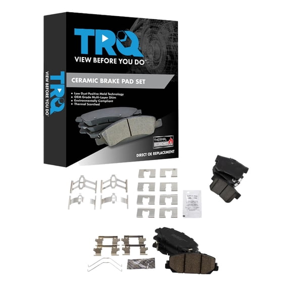 TRQ Front and Rear Brake Pad Set Ceramic Hardware Fits 2016-2022 Acura ILX