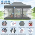 thumbnail image 3 of COBIZI 10x15 Heavy Duty Pop up Canopy with Mosquito Net,Instant Outdoor Shelter Large Canopy Tent for Outside,Gazebo with Mesh Sidewalls for Party,Backyard,Camping,Gray, 3 of 9