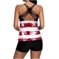 thumbnail image 4 of CALAFEBILA 2 Piece Swimsuits for Women Plus Modest Tankini Pools Summer Independence Day Padded American Flag Graphic Bathing Suits, 4 of 6