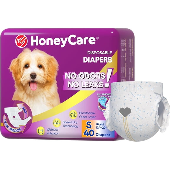 YANTONG All-Absorb Disposable Female Dog Diapers Small Size, Improved, 40 Count, Super Absorbent, Breathable, Wetness Indicator (Pack of 1, 40 Count Total)