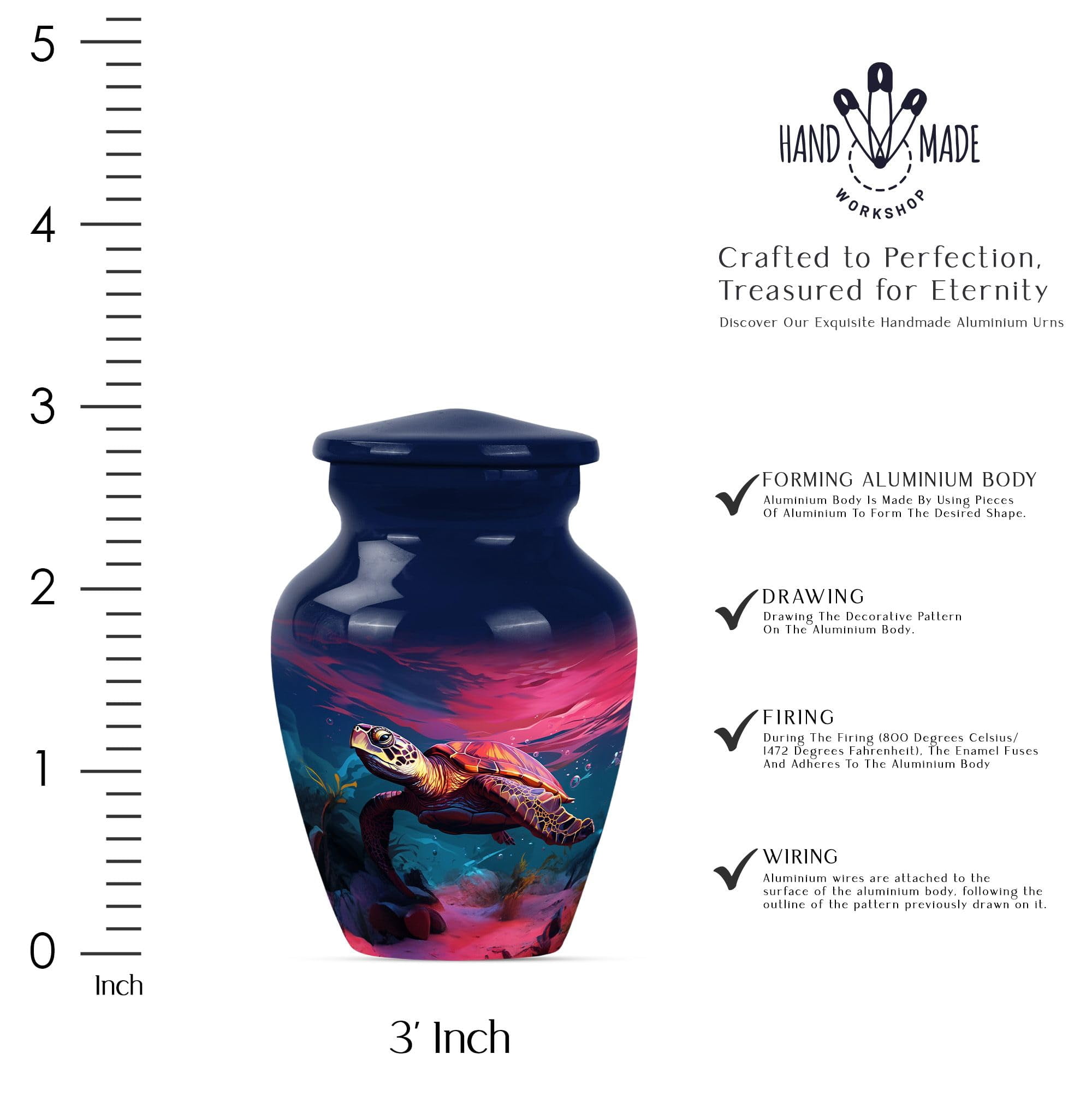 SUBSH Small Turtle Urns for Human Ashes - Mini Urns - Decorative Urns - Cremation Urn Human Ashes - Funeral Urns for Human Ashes Adult - Cremation Urns for Men (3 inch Pack of 4)