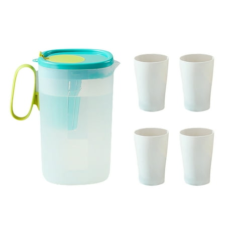 

Beverage Dispenser Juice Kettle Kitchen Supplies Plastic Large Capacity Water Jug With 4 Drinking Glasses