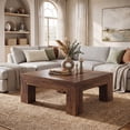 thumbnail image 3 of Fnova 39.4" Square Coffee Table, Farmhouse Wood Accent Center Cocktail Table with Sturdy Wooden Legs for Living Room, Easy Assembly, 3 of 16