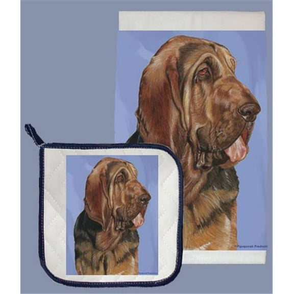 Pipsqueak Productions DP721 Bloodhound Dish Towel And Pot Holder Set