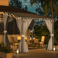 thumbnail image 5 of AECOJOY 8' x 8' Lean to Gazebo with Netting and Curtain Outdoor Hardtop Gazebo Aluminum Metal Pergola ​For Garden, Patio, Backyard-​Dark ​Gray, 5 of 7
