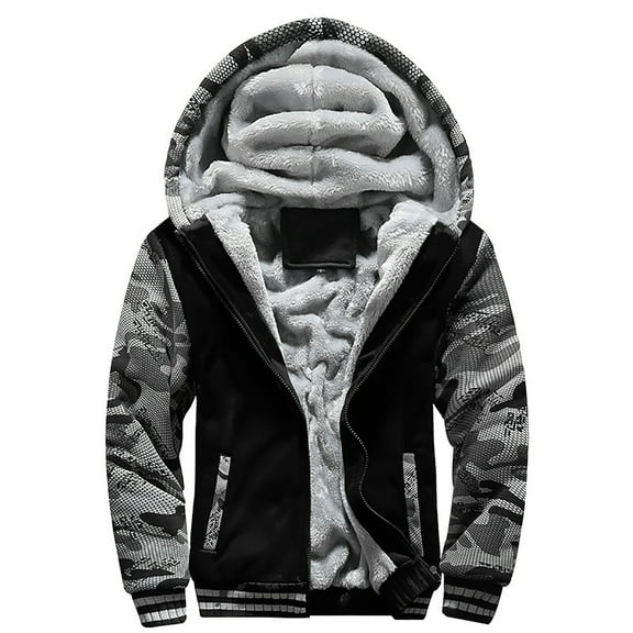 YODETEY Men'S Autumn and Winter Loose Casual Solid Color Jacket Black 18(XXXXXL)