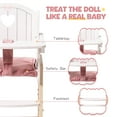 thumbnail image 3 of Robud Play High Chair, Pretend Play High Chair with Cushion, Movable Table, Wooden Baby Doll Accessories, Fits 18-20 Inch Dolls, White, 3 of 9