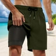 thumbnail image 4 of Mens Swim Trunks Solid Loose Fit Quick-Dry Lightweight 2 In 1 4-Way Stretch Bathing Suit Army Green S, 4 of 4