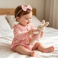 thumbnail image 6 of Staki Newborn Baby Girl Outfit Smocked Bubble Romper Ruffle Long Sleeve Bow Bodysuit Jumpsuit Clothes 0-18M,0-3 Months, 6 of 8