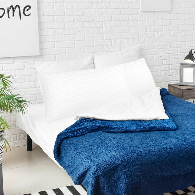 PiccoCasa Taie d'Oreiller en Microfibre Rayée Douce Durable Blanche 20 Pouces x 60 Pouces