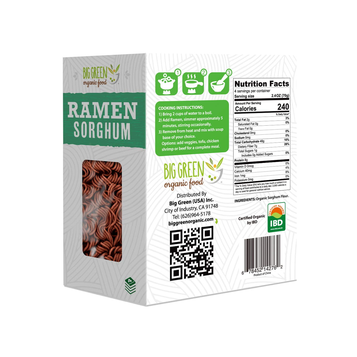 Big Green Organic Food- Organic Black Rice Ramen, 9.8 oz (12 Packs)