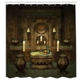 thumbnail image 3 of Ambesonne Gothic Shower Curtain, Altar Pentagram Candles, 69"Wx75"L, Brown, 3 of 5
