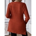 thumbnail image 2 of Cuteduck Women Plus Size Casual Ribbed Knit Blouse Fall Long Sleeve Sweater Square Neck Solid Top 1X-4X, 2 of 9