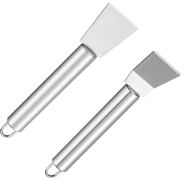 2 PCS Stainless Steel Scrapers – Multifunctional Scraper Cleaning Tool for Cookware, Stovetop, Adhesive, Oven Racks, Grout, Grill & Glass, Durable Scraper for Kitchen & Home, Fridge Cleaning