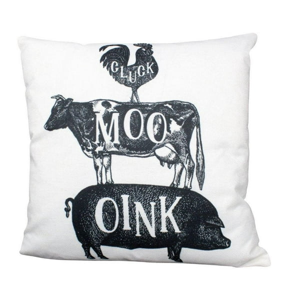 Stacked Animals Rooster Cow Pig | Farmhouse Oink Moo Cluck Pillow | Rustic Farm Pillow | Farmhouse Decor | Throw Pillows | Gift for her